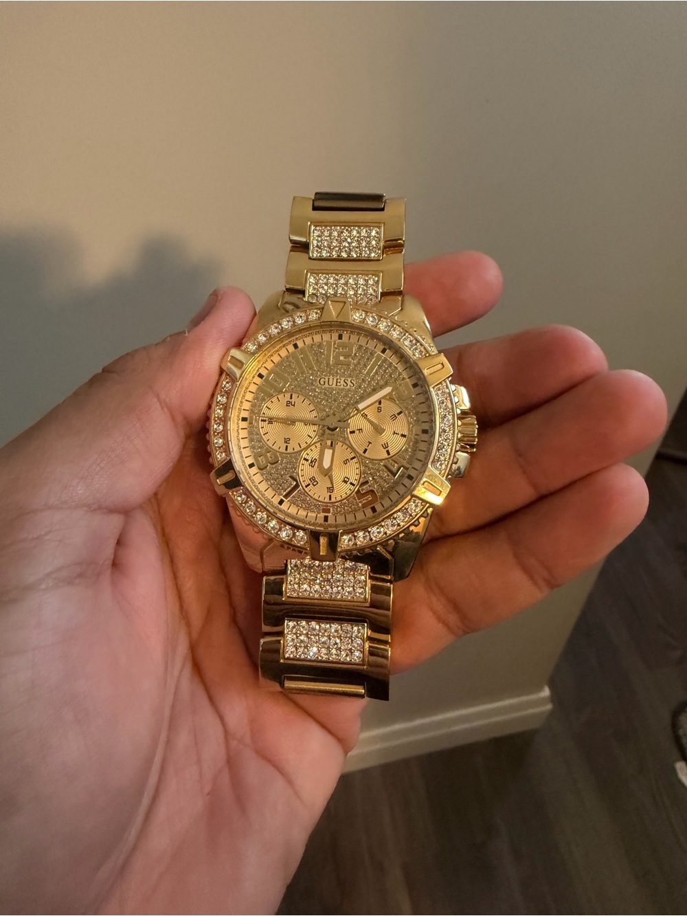 GUESS Gold Crystal-Accent Men's Chronograph Watch